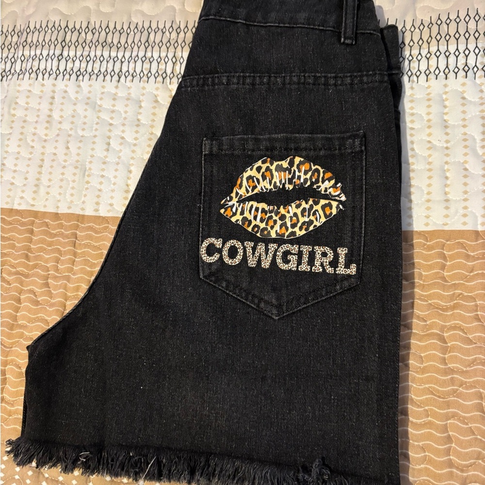 Black Denim Shorts Cowgirl